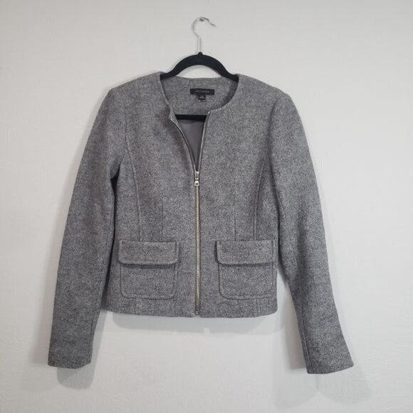 Ann Taylor Wool Blend Zip up Gray Jacket Size Extra Small - Picture 3 of 13